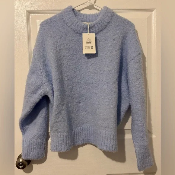 NWT Free Assembly Light Blue Women's Mock Neck Sweater - Picture 3 of 6